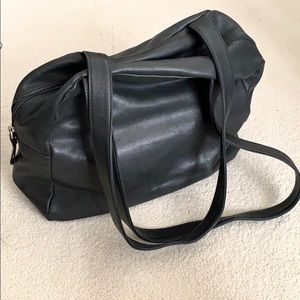Black leather shoulder bag
